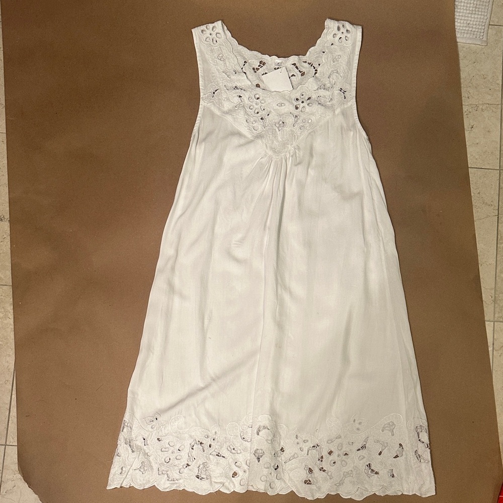 White womens Eyelet Lace A-Line Dress - Picture 1 of 5